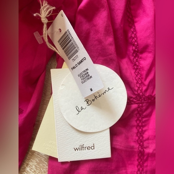 NWT Aritzia Wilfred Pink Puff Long Sleeve Bohemian Palo Santo Embroidered Top - Picture 13 of 16